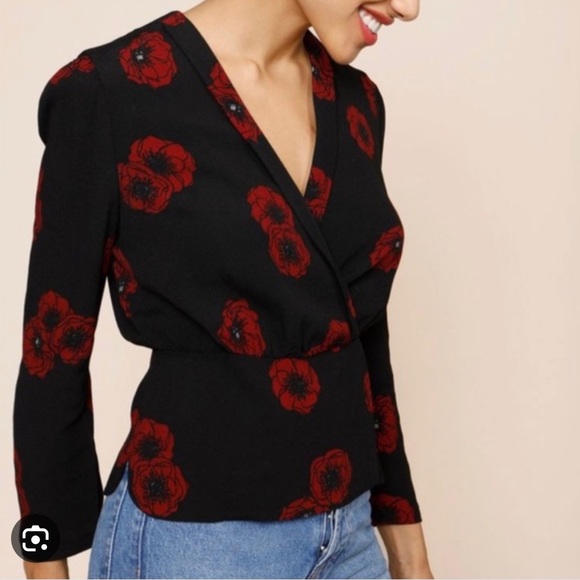Rouje Tops - ROUGE ELISA FAUX WRAP BLOUSE